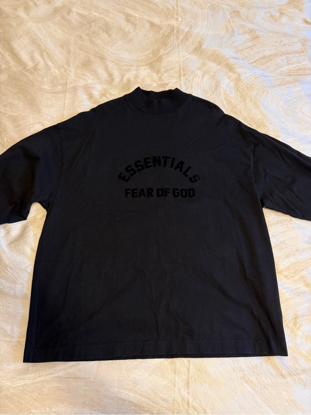 Fear of God Essentials Black Mock Neck Long Sleeve Pullover